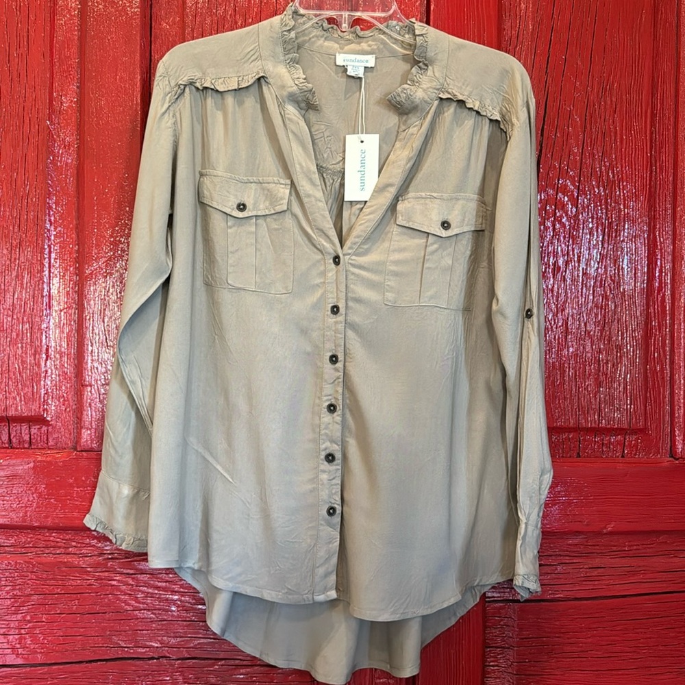 Sundance Catalog Military Femme Ruffle Blouse